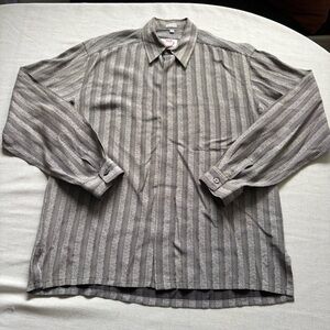 Vintage Massoti Italy Grey Black Stripe Shirt Men’s M